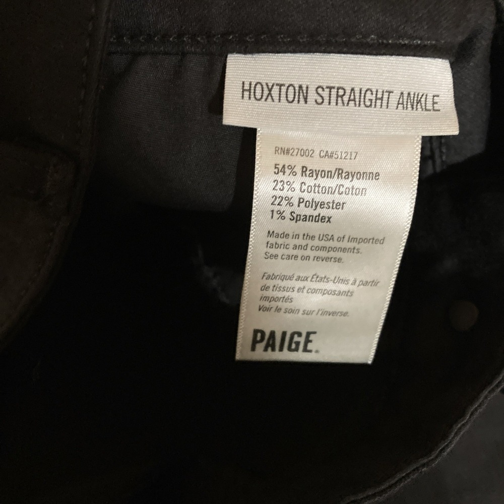 Paige Hoxton Straight Ankle Jeans Sz 32 Black Ruffle Hem Flare High Waisted - Picture 5 of 9